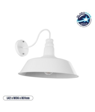 GLOBOSTAR® SORD 01051 Vintage Φωτιστικό Τοίχου - Απλίκα με Ντουί 1 x E27 AC 220-240V IP20 - Λευκό - Μ36 x Π42 x Υ32cm